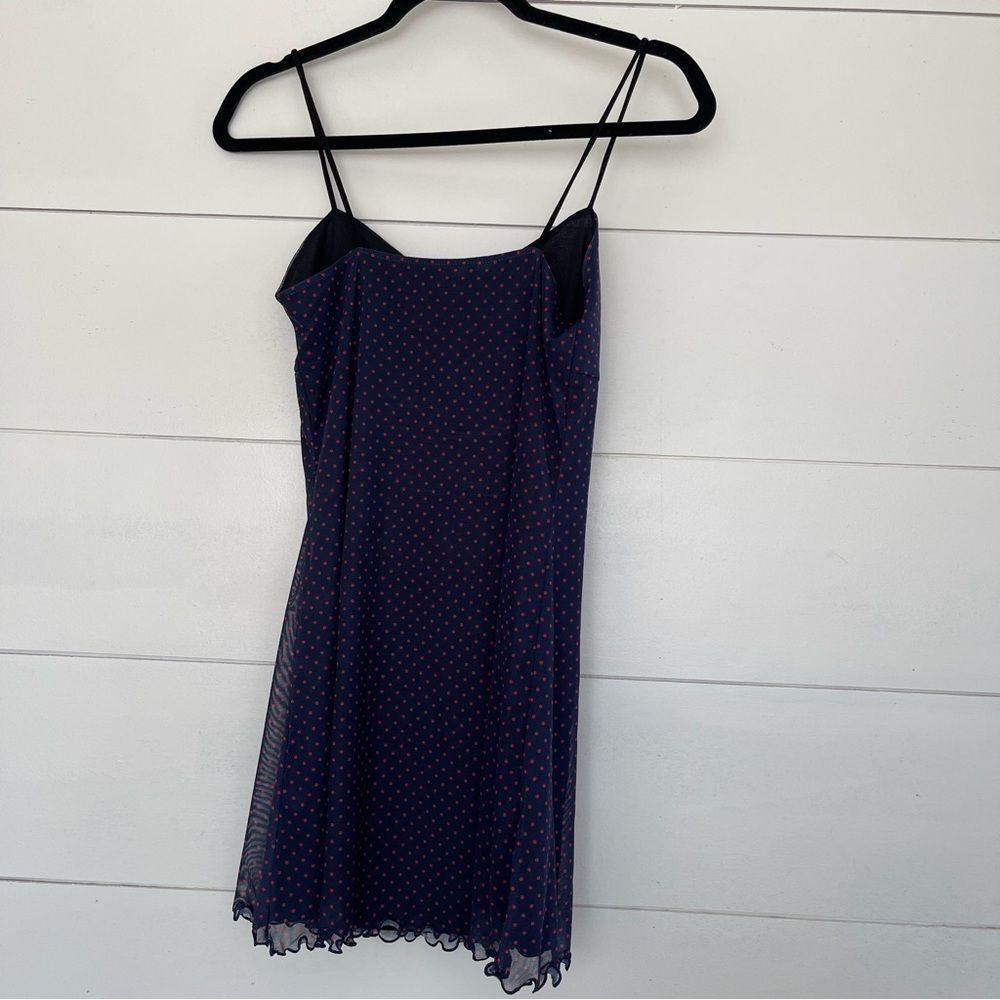 Urban Outfitters Women’s Small Blue Red Polka Dot Tulle Slip Mini Dress - Picture 4 of 5